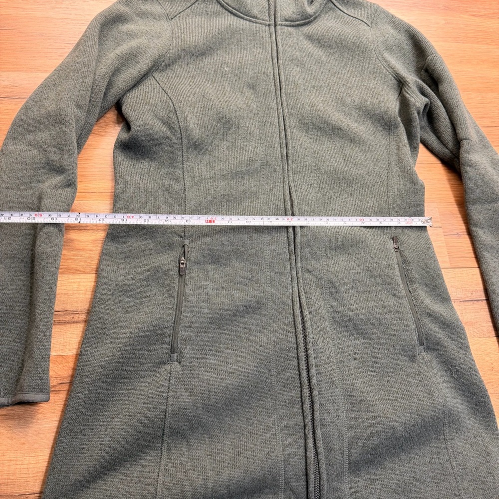 LL Bean Women's size S reg Sweater Fleece Coat Teal Hooded Zip-Up Coat - Picture 5 of 7